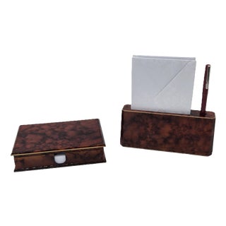 Vintage Desk Set with Tortoiseshell-Effect Decorative Finishes, 1970s, Set of 2 For Sale