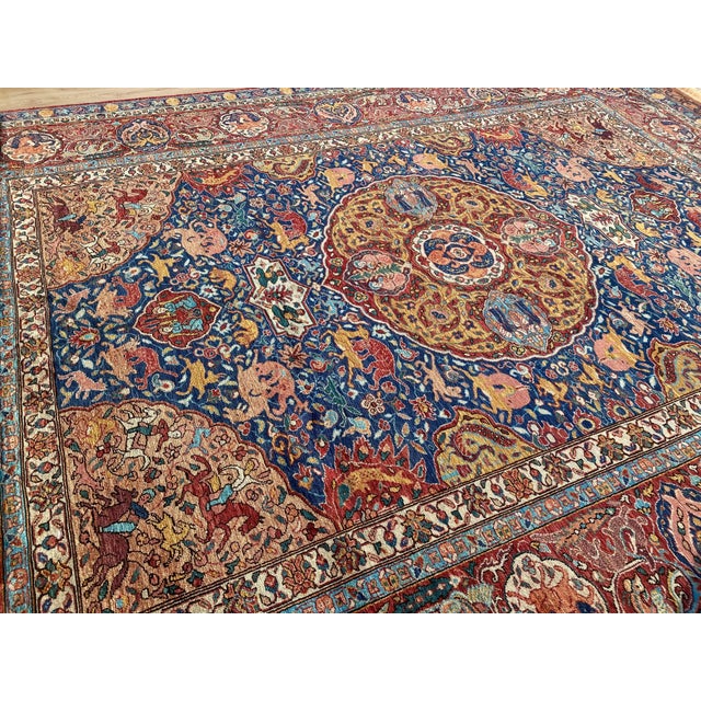 Vintage Persian Hunting Design Medallion Rug For Sale - Image 4 of 9