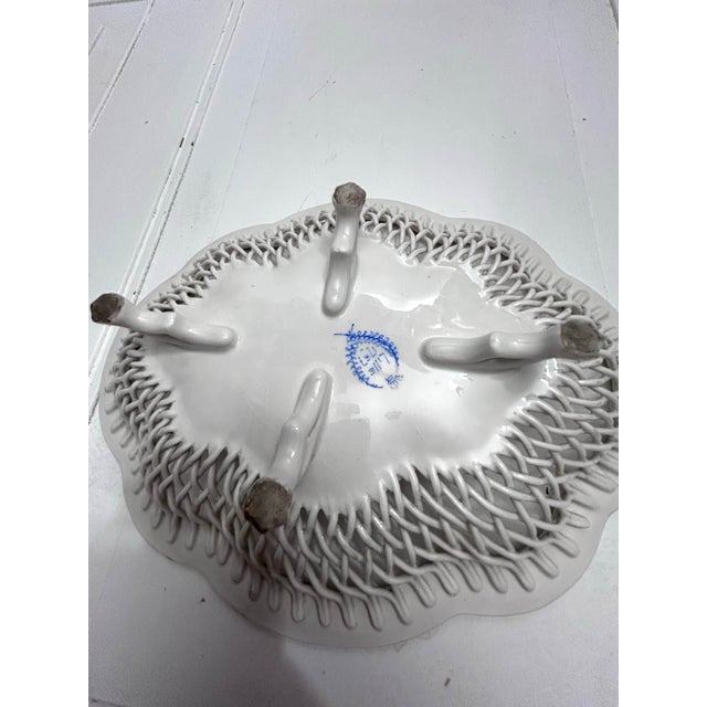 Lille France Faience Lattice Centerpiece Bowl For Sale - Image 12 of 12