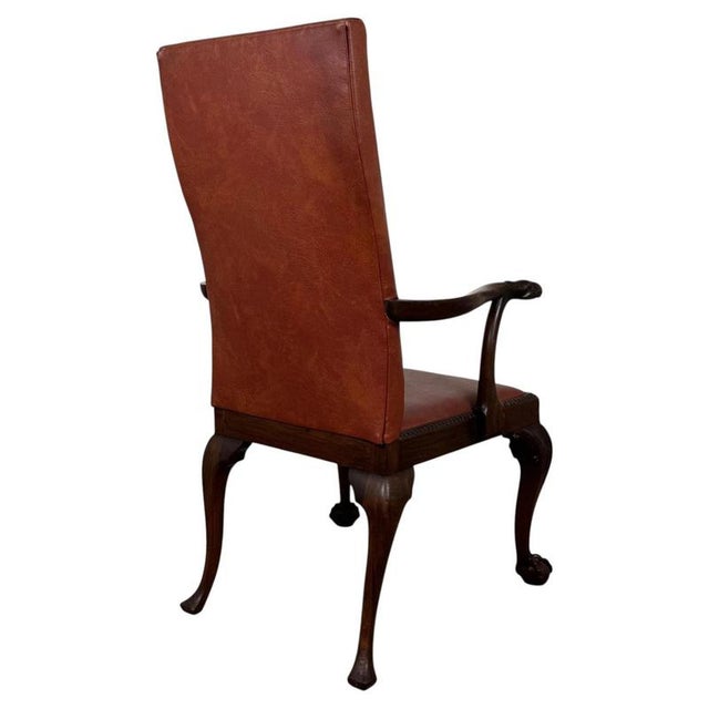 19th Century Antique 19th Century English Mahogany Open Armchair with Claw Feet For Sale - Image 5 of 15
