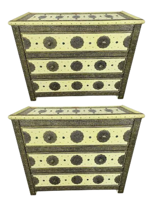 Hollywood Regency Style Off-White Commode, Nightstand or Chest, a Pair