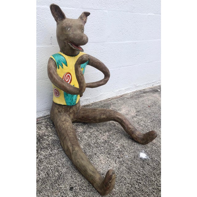 Large Vintage Paper Mache Wolf For Sale In West Palm - Image 6 of 9