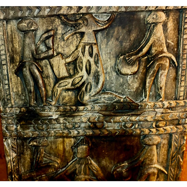 Tribal (Circa1880-1950) Hand Carved From Single Slab of Yoruba Art Nigerian Tribal African Dogon Door Panel For Sale - Image 3 of 11