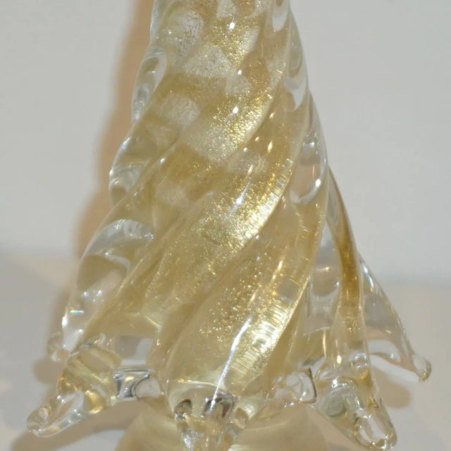 Cenedese 1980s Italian Modern 24k Gold Dust Twisted Murano Glass Tree Sculpture For Sale In New York - Image 6 of 11