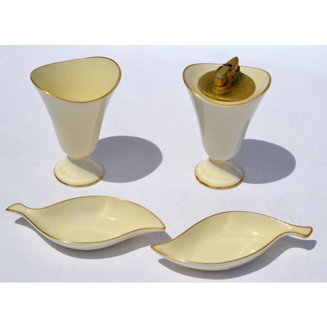 Mid 20th Century Set of 4 Tobacco Accessories by Lenox. Consisting out of 1 Lighter, 1 Cigarette Holder and 2 matching...