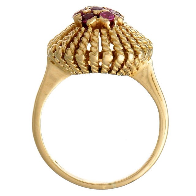 18KY Vintage Dainty Ruby(0.21) Cluster Ring, size 4 For Sale - Image 4 of 5