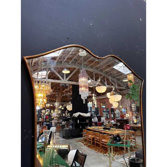 Vintage Italian Curvilinear Brass Wall Mirror 1980s For Sale In Los Angeles - Image 6 of 6