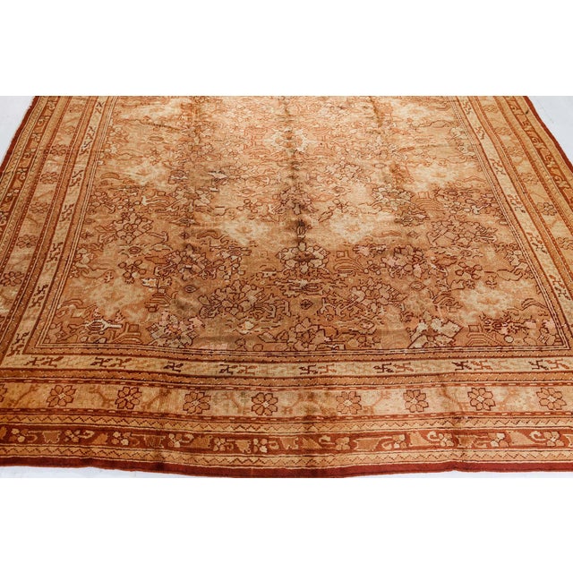 Antique Turkish Oushak Rug For Sale - Image 9 of 9