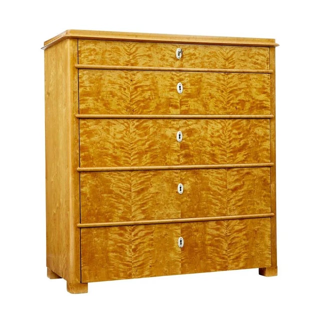 Antique Swedish Flame Birch Chest of Drawers, 1880 For Sale - Image 11 of 11