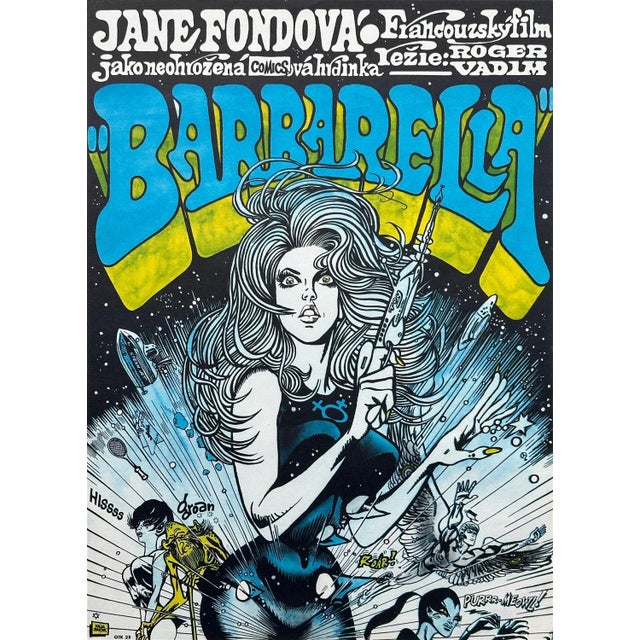 Postmodern "Barbarella" Original Vintage Movie Poster by Kája Saudek, Czech, 1971 For Sale - Image 3 of 3
