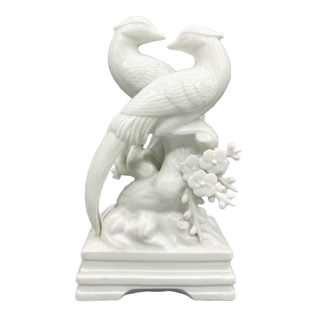 1970s Blanc De Chine Fitz & Floyd Birds and Flowers Figurine - Chinoiserie, Traditional, Hollywood Regency For Sale