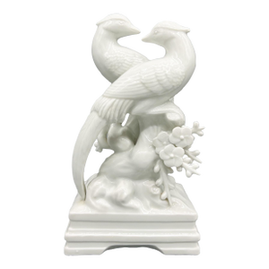 1970s Blanc De Chine Fitz & Floyd Birds and Flowers Figurine - Chinoiserie, Traditional, Hollywood Regency