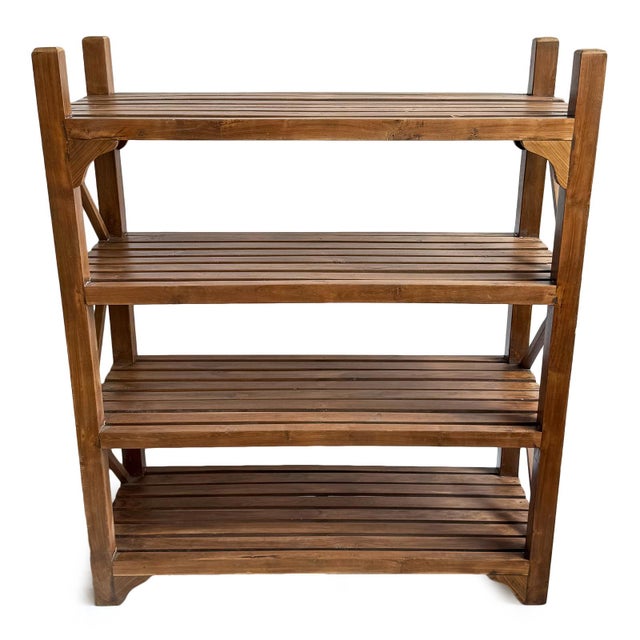 Colonial Vintage Teak Wood Storage Shelf For Sale - Image 4 of 5