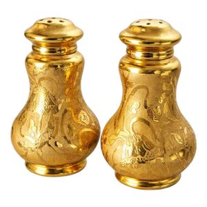 Vintage Osborne China 22k Gold Salt & Pepper Shakers – Botanical Motif