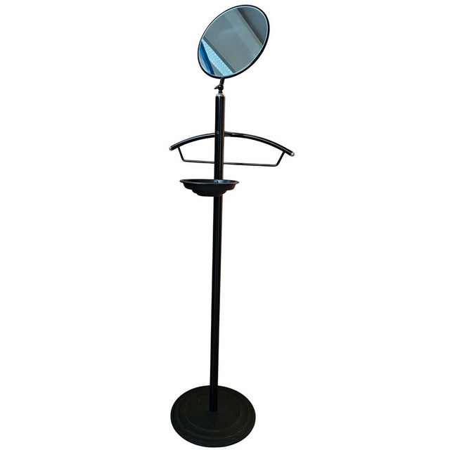 Modern Black Metal Valet Stand with Mirror and Pocket Tray, 1990 For Sale - Image 6 of 13