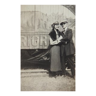 Early 20th Century Snapshot Photograph Couple at Carnival For Sale