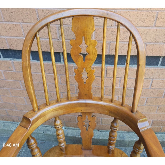 Pair Stickley Mid-Century Windsor Style Cherry Armchairs For Sale In Washington DC - Image 6 of 11
