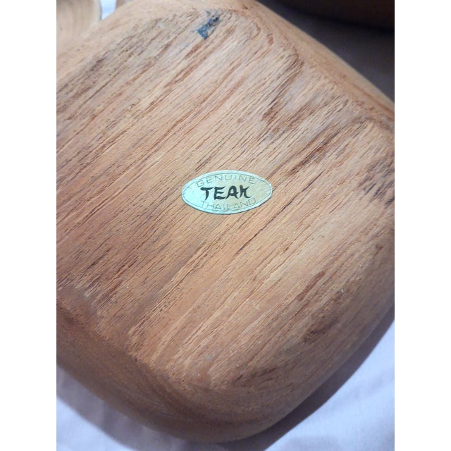 1960s 1960s Mid-Century Modern Teak Wood Salad Bowl Set - 9 pcs Hand Carved Thailand For Sale - Image 5 of 7