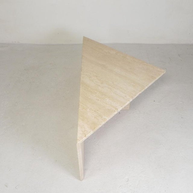 Beige Mid-Century Travertine Coffee Table with Triangular Top, 1970s For Sale - Image 8 of 18