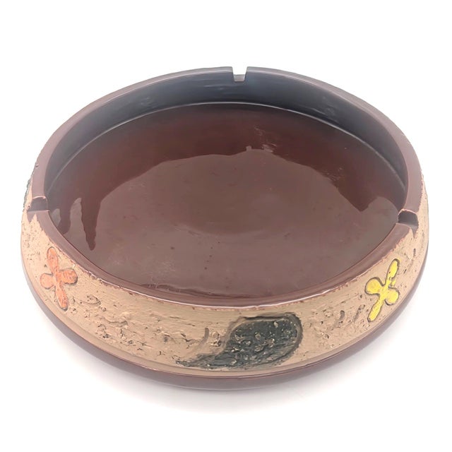 Mid-Century Modern Mid 20th Century Italian Sgraffito Stoneware Ashtray For Sale - Image 3 of 12