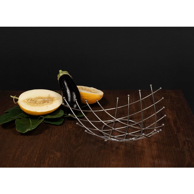 Silver Mid-Century Modern Chrome Wire Fruit Bowl, 1970s For Sale - Image 8 of 9