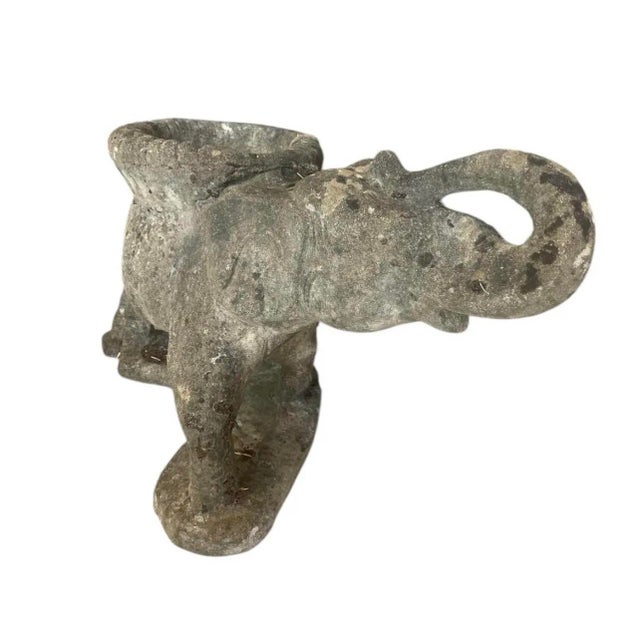 Vintage Weathered Cast Stone Elephant Garden Planter For Sale - Image 4 of 12