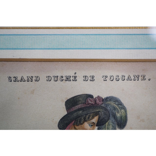 Antique French 1820s Collection of Tuscan Fashion Costume Engravings 26" For Sale - Image 6 of 18