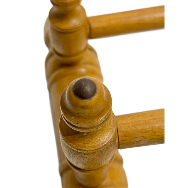 Brown Vintage French Provincial Faux Bamboo Carved Wood Double Towel Rack For Sale - Image 8 of 17