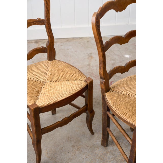 Set of 6 | Antique French Rush Ladder Back Chairs For Sale - Image 11 of 12