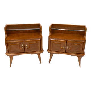 Mid-Century Modern Nightstands in Ashwood, Italy, 1950s, Set of 2 For Sale