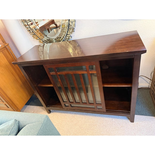 Pier One Buffet Cabinet With Paned Glass Doors For Sale - Image 9 of 11