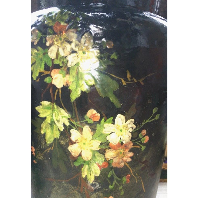 Large French Majolica Vase with Flowers Edouard Gilles, circa 1880 For Sale In Austin - Image 6 of 12