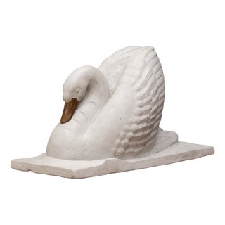 Art Deco Swan Sculpture in Paint & Plaster, 1950s For Sale