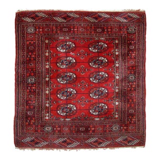 1970s Handmade Vintage Turkmen Tekke Rug For Sale