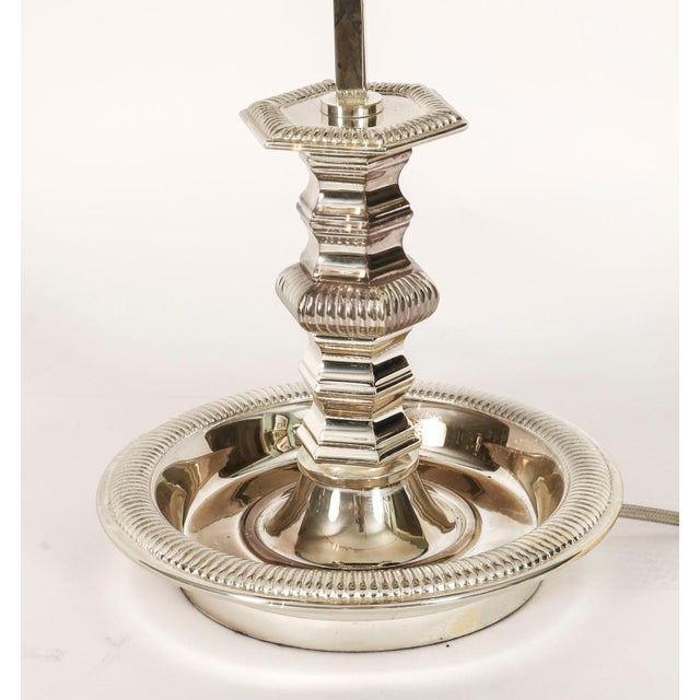 Vintage Victorian Silver Plate Rise and Fall Candelabra Table Lamp, 1920s For Sale - Image 12 of 15