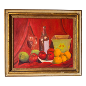 1980s Vintage Still Life Oil on Canvas Painting by Fran Mayer