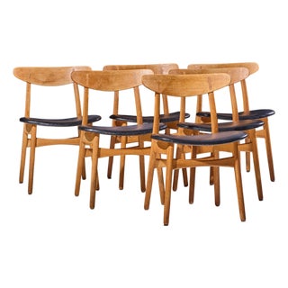 Hans Wegner for Carl Hansen Ch30 Mid Century Danish Teak and Oak Dining Chairs - Set of 6 For Sale