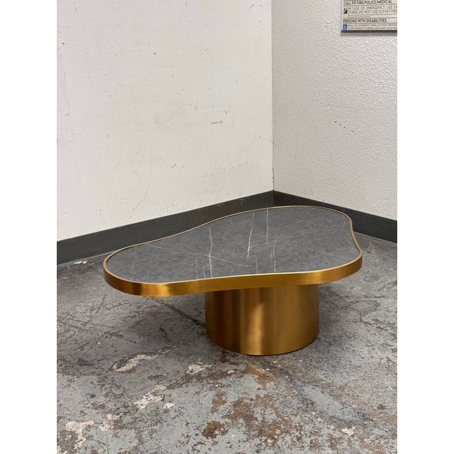 Stone Michael Oren Design Marquina Marble Kidney Coffee Table + Side Table, Set of Two For Sale - Image 7 of 12