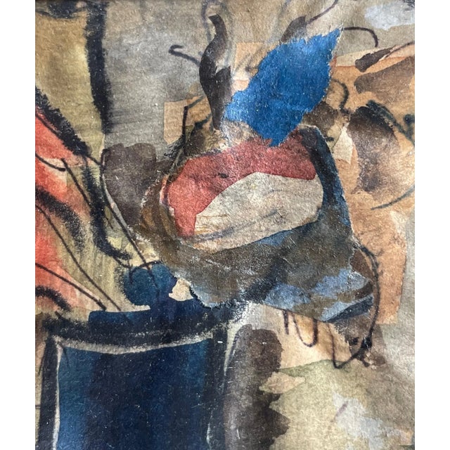 Expressionist Watercolor Modernist Movement Still Life, Signed. For Sale - Image 9 of 10