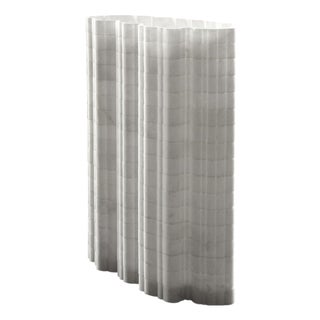 Stripes A1 Decorative Vase in Statuario Marble by Bufalini Marmi For Sale