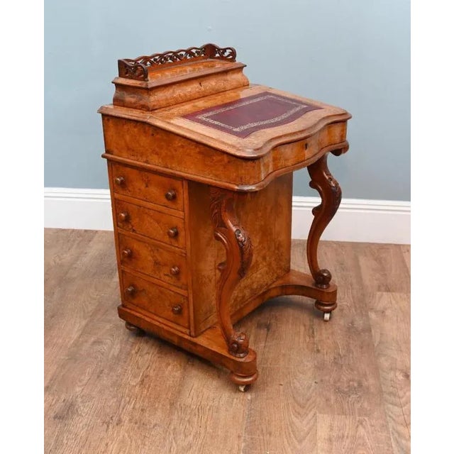 Gorgeous Victorian Davenport circa 1860 Burr Walnut with 4 Drawers to the side and a lift up pen holder on top Finished...