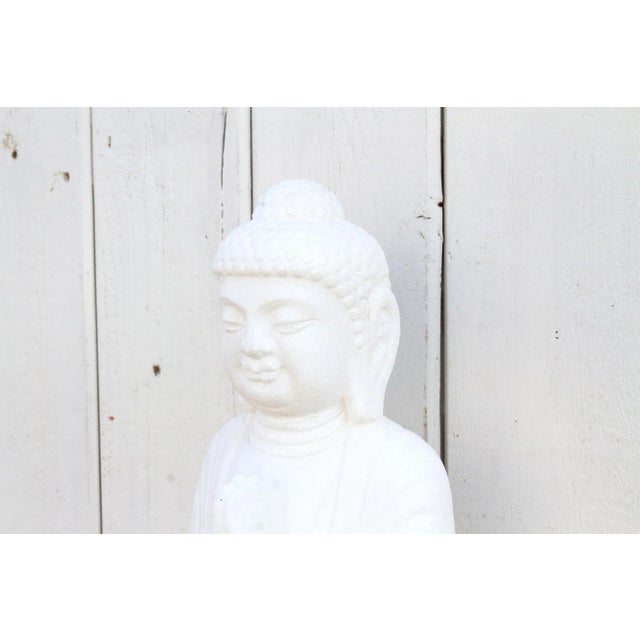 Burmese White Marble Seated Buddha For Sale - Image 4 of 10