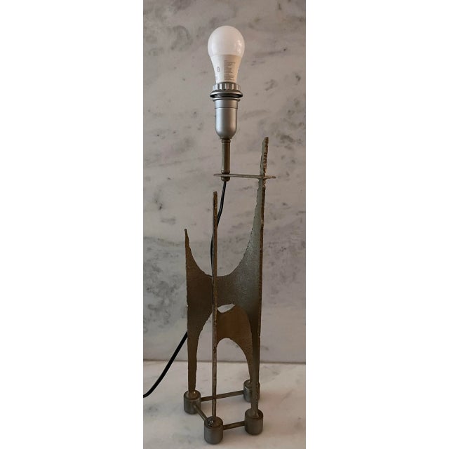 Mid-Century Modern Vintage Brutalist Steel Table Lamp For Sale - Image 3 of 9
