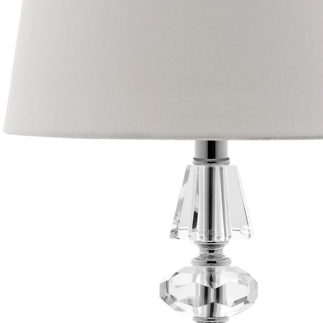 Modern 16 Inch H Tiered Crystal Table Lamp in Clear - a Pair For Sale - Image 3 of 8