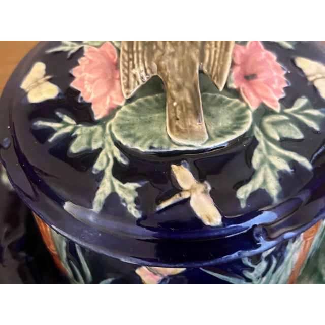 Thomas Forester Forester Antique Cobalt Lidded Butter Dish With Bird For Sale - Image 4 of 14