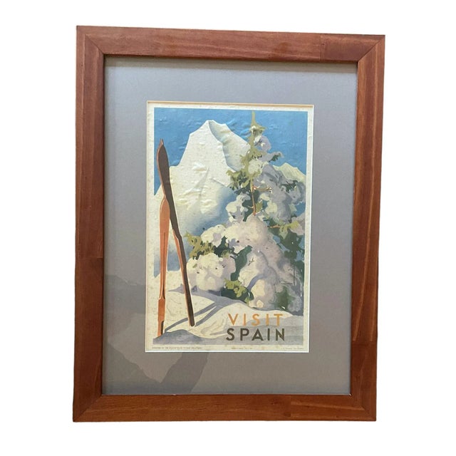 Vintage Spanish Ski Poster Visit Spain - Circa 1930 by the Spanish State Tourist Department I.G. Valverde San Sebastian...