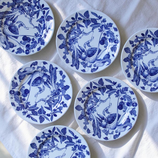 19th Century French Ironstone Plates with Vegetable Garden Decoration, 1930s, Set of 6 For Sale - Image 6 of 14