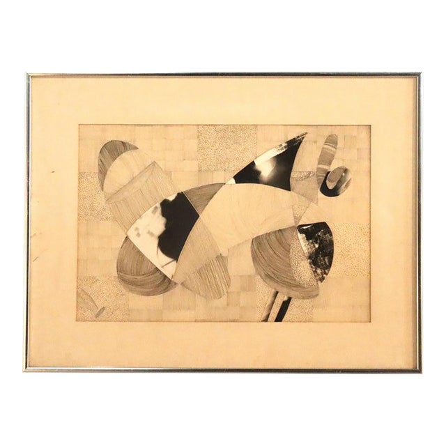 1970s Abstract Impressionist Mixed Media Drawing by Lynough, Framed, C1975 For Sale