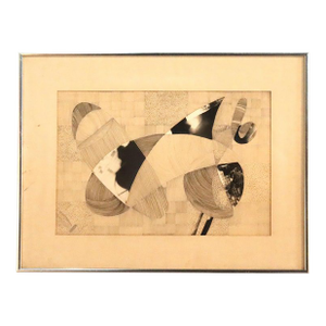 1970s Abstract Impressionist Mixed Media Drawing by Lynough, Framed, C1975