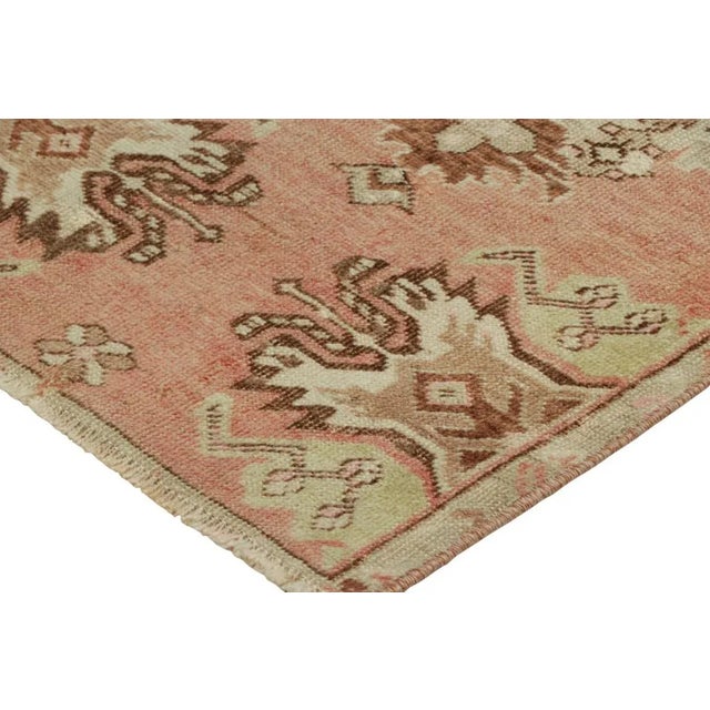 Vintage Turkish Rug in Pink & Cream With Colorful Floral Medallion | Rug & Kilim For Sale In New York - Image 6 of 7